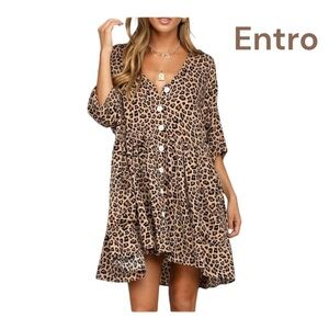 Entro Leopard Print Mini Dress